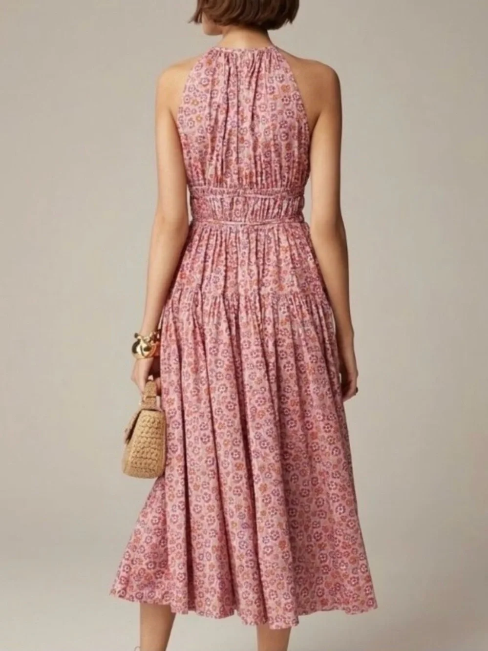 J Crew Liberty of London pink mode dress. Size L. 100% cotton, pockets. - Picture 3 of 7